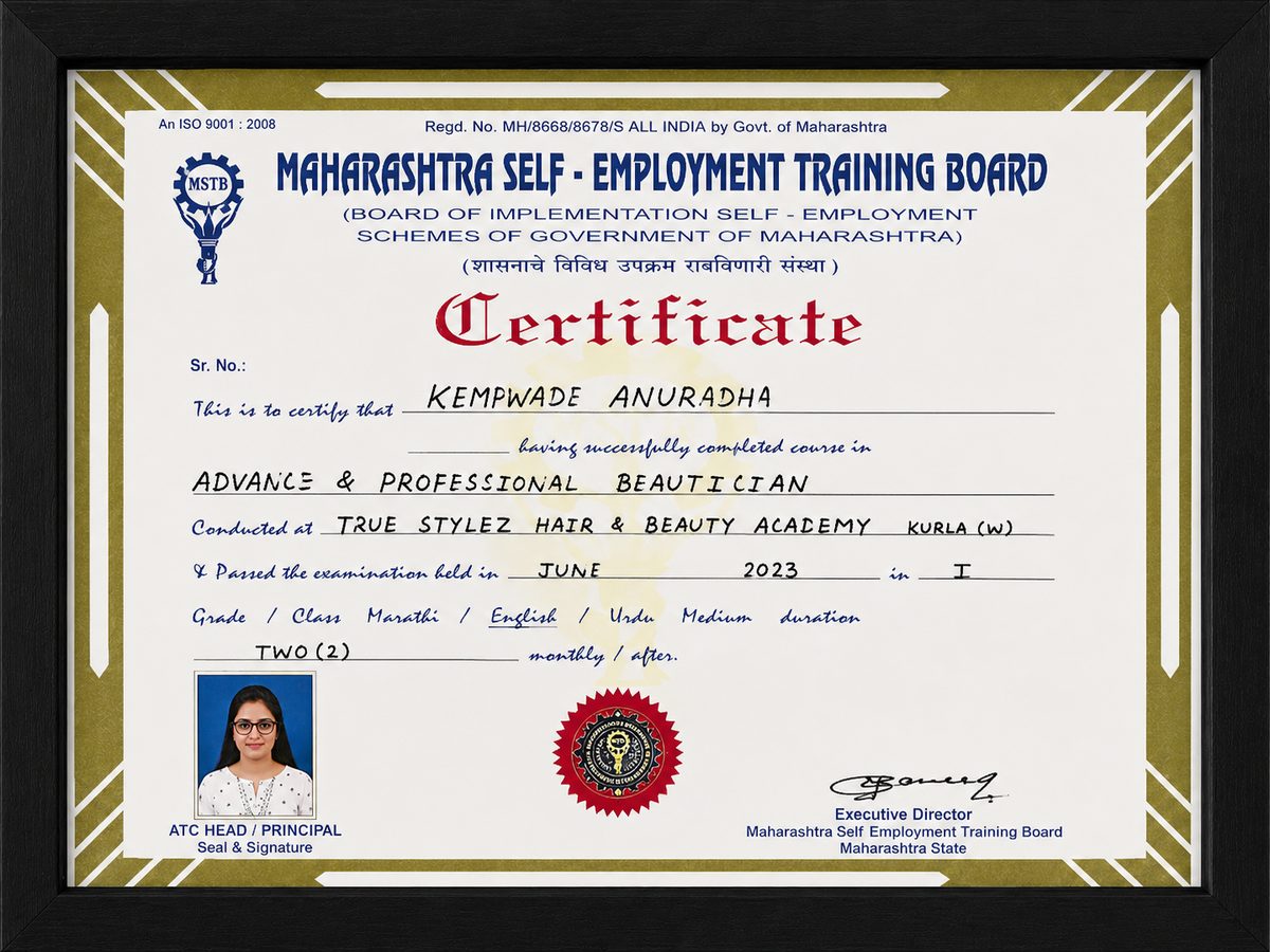 Advance & Professional Beautician Certificate, Maharashtra Self-Employment Training Board